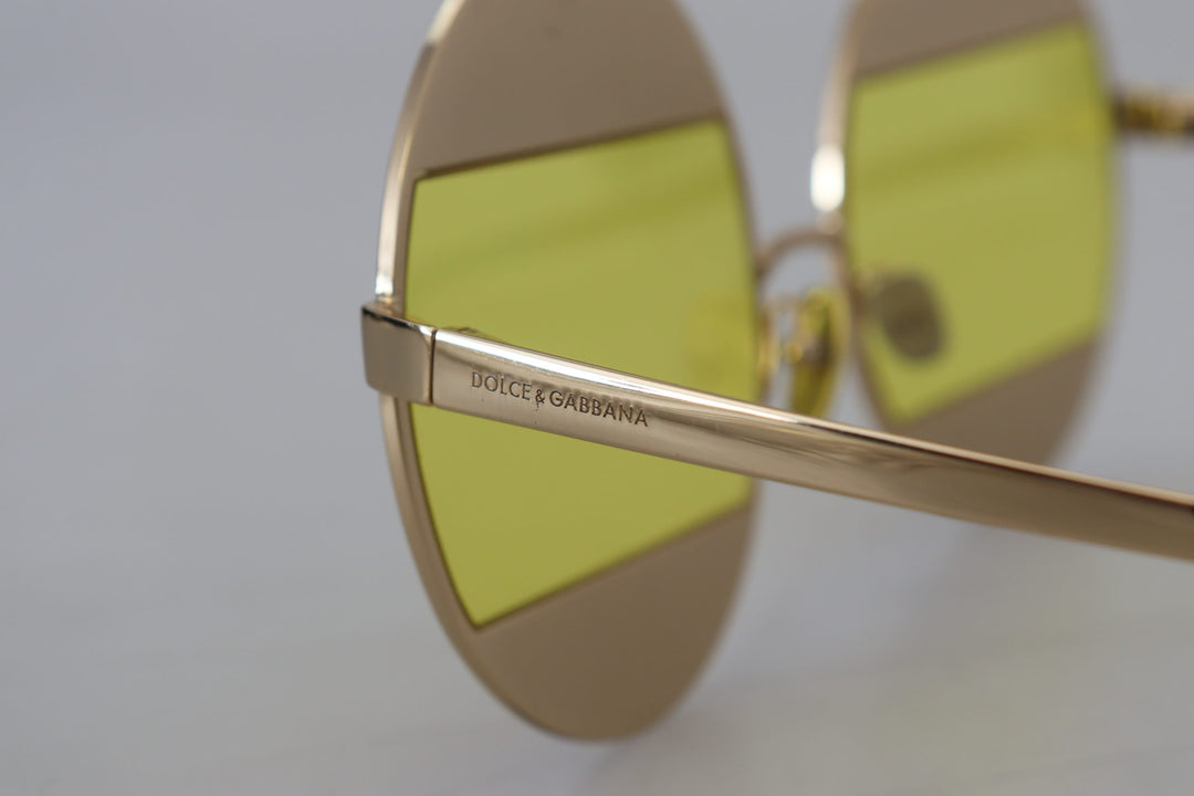 Dolce & Gabbana Gouden Ovale Metalen Kristallen Shades DG2209B Zonnebril