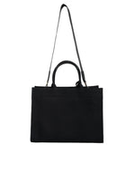 Load image into Gallery viewer, Versace Black Top Handle Canvas Leather Logo Crossbody Tote Bag
