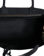 Load image into Gallery viewer, Versace Black Top Handle Canvas Leather Logo Crossbody Tote Bag
