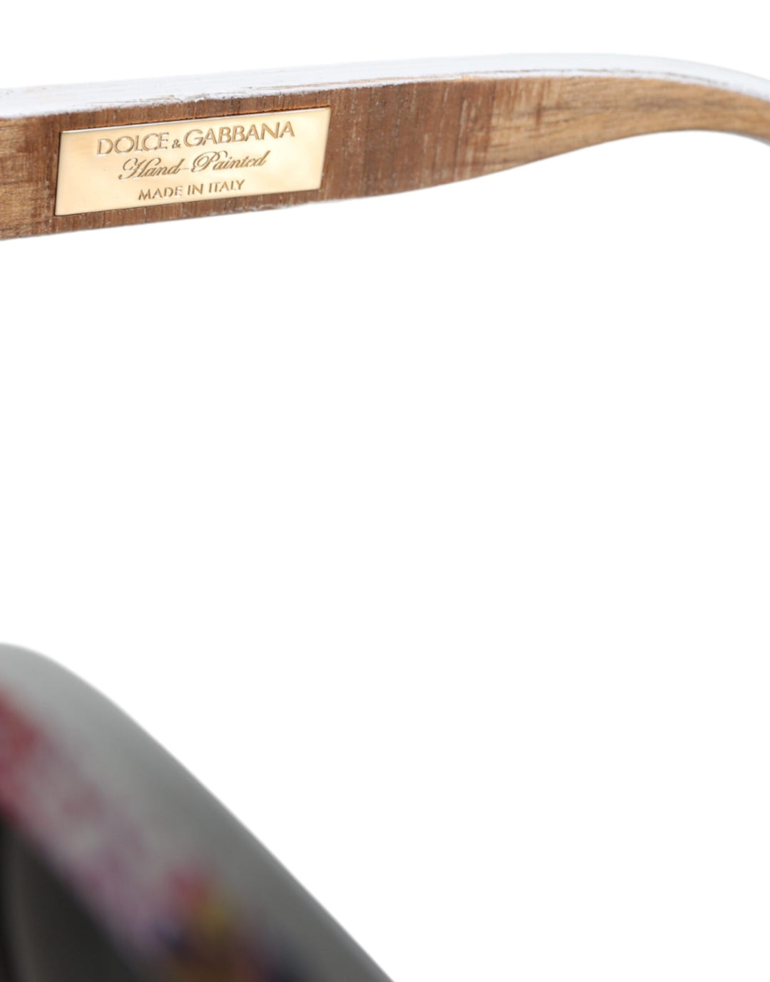 Dolce & Gabbana Multicolor Houten Kristal Messing Frame Bloem Handgeschilderde Zonnebril