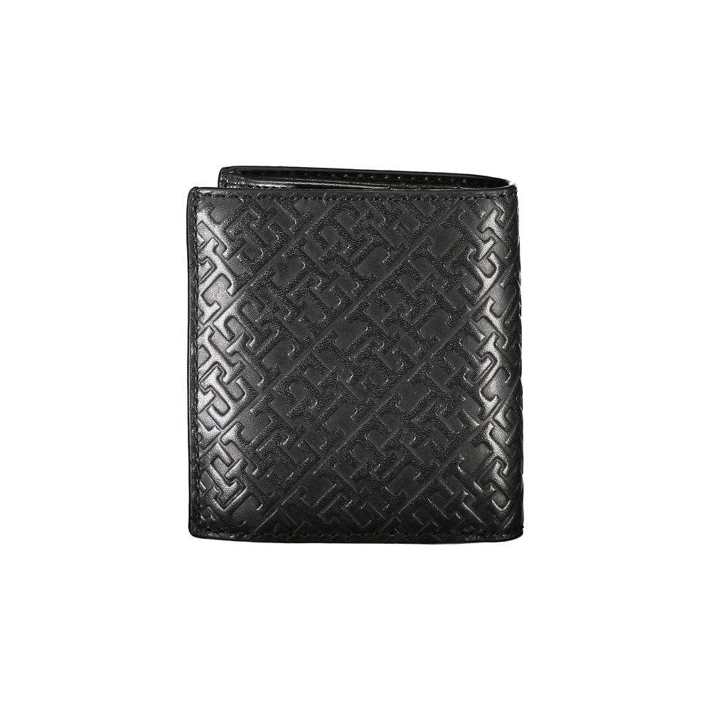 Tommy hilfiger sleek black leather dual compartment wallet