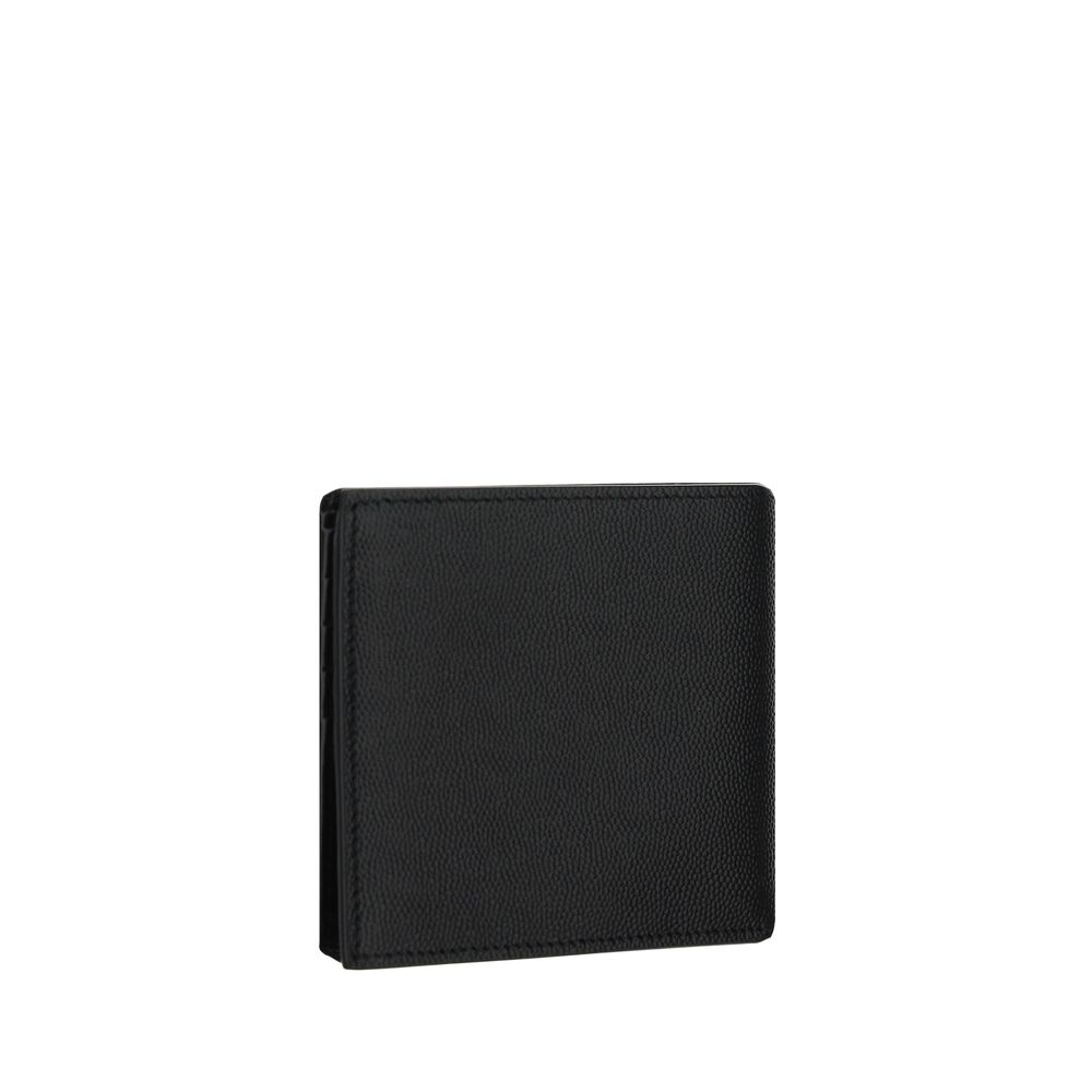 Saint laurent black calf leather bos taurus wallet
