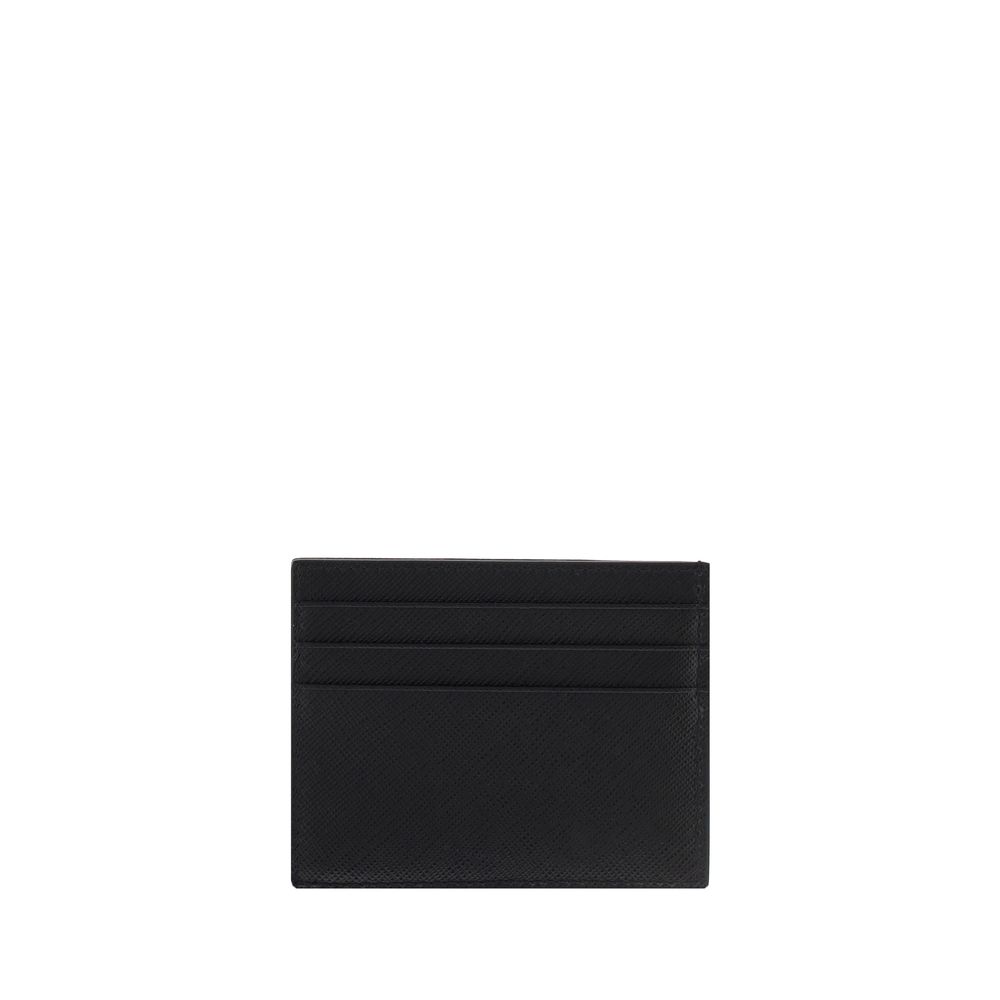 Prada black calf leather bos taurus wallet
